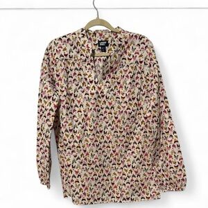 Fun chicken print colorful 100% cotton Lands‎ End tunic top med tall